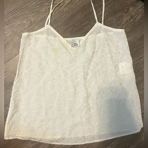 Floral Stitched White Cami